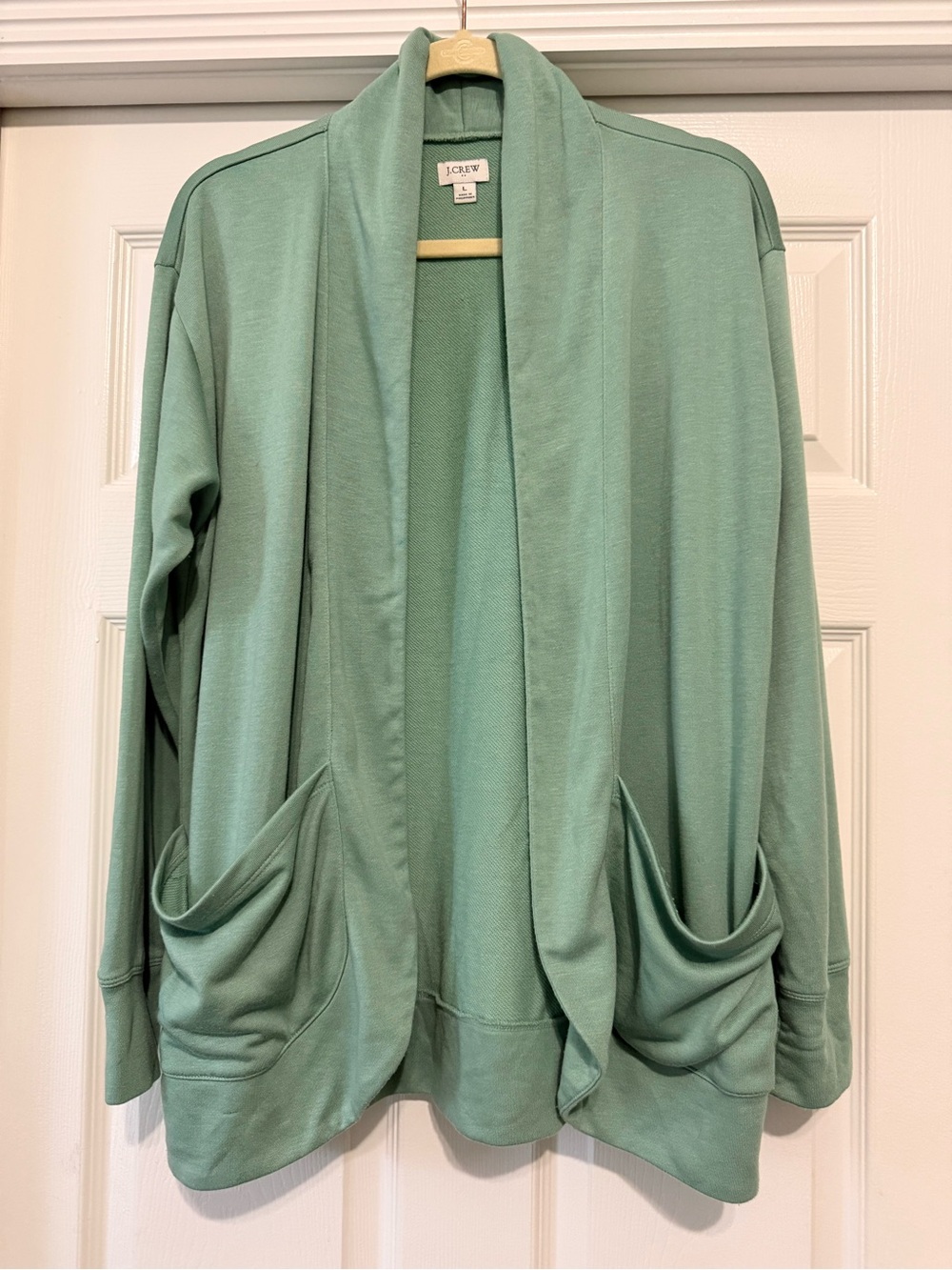 J. Crew Mint Green Open-Front Shawl Collar Cardigan